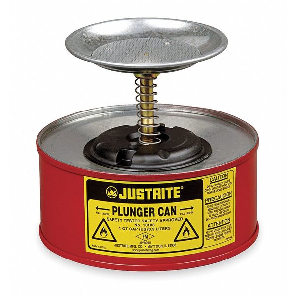 Plunger Can, 1 Gal., Galvanized Steel, Red