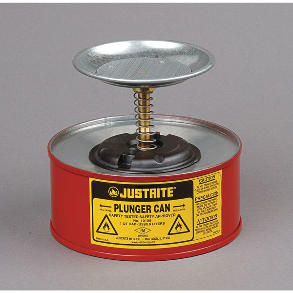 Plunger Can, 1 Gal., Galvanized Steel, Red