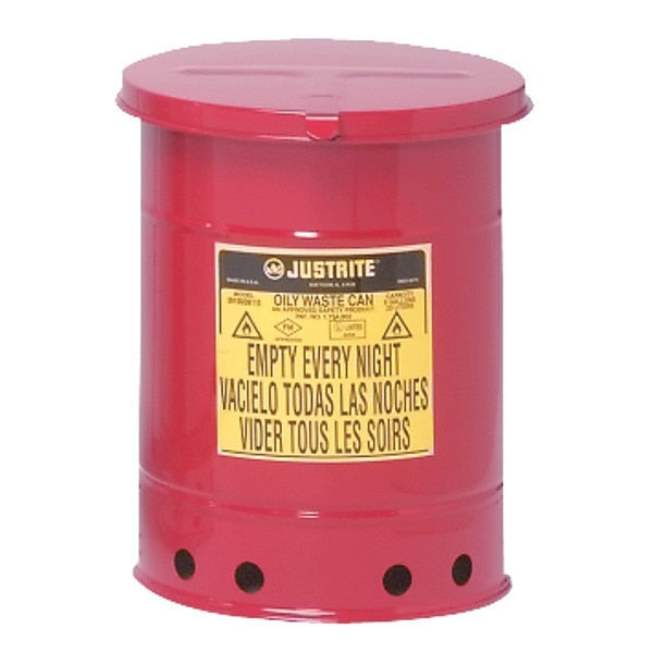 Oily Waste Can, 6 Gal., Steel, Red