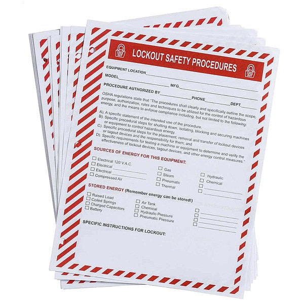 Lockout Procedure Forms 3-hole, PK25