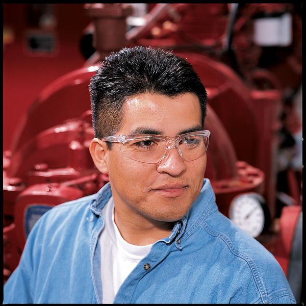 Safety Glasses, Wraparound Clear Polycarbonate Lens, Anti-Fog