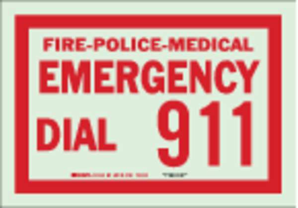 Fire Emergency Sign, 7 x 10In, R/GRN, ENG, 90948