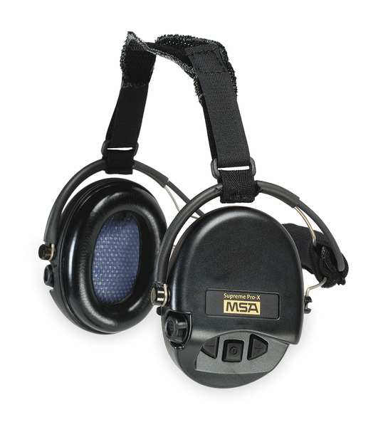 Behind-the-Head Electronic Ear Muffs, 18 dB, Supreme Pro-X, Black