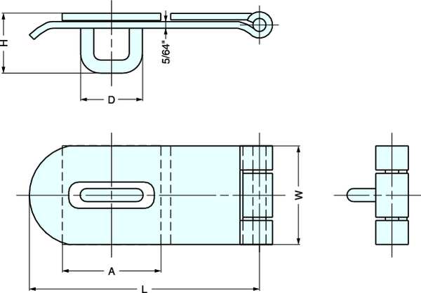 Weld On Hasp, Fixed, 316 Stainless Steel