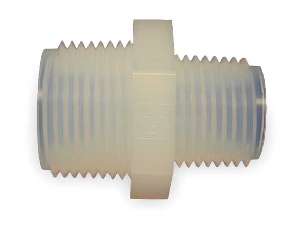 Nipple Reducer, 1/2 x 1/4 In, NPT, PFA
