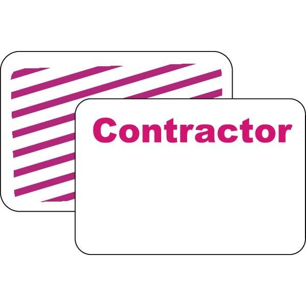 Contractor Badge, 1 Week, Red/White, PK500
