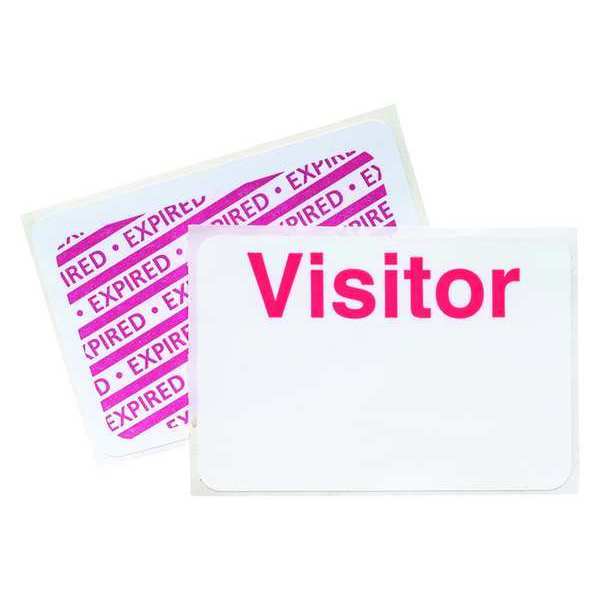 Visitor Badge, 1 Day, Red/White, PK500