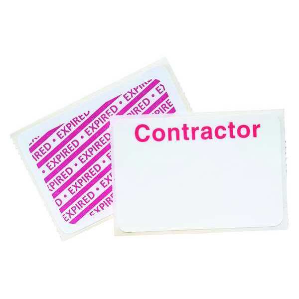 Contractor Badge, 1 Day, Red/White, PK500