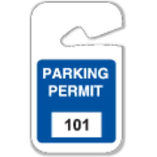 Parking Permits, Rearview, 101-200, Wht/Blu