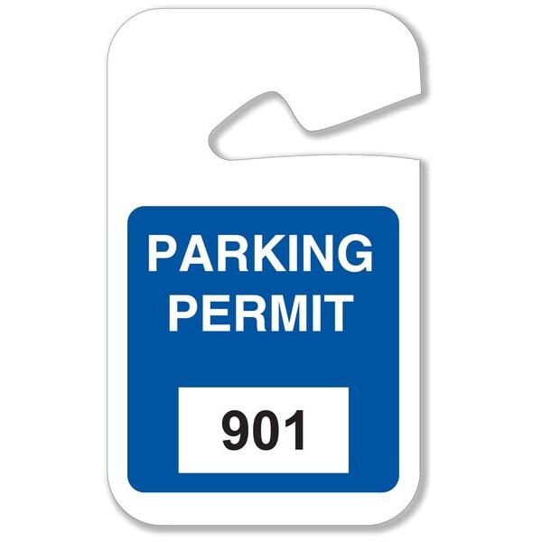 Parking Permits, Rearview, 901-1000, Wt/Blu