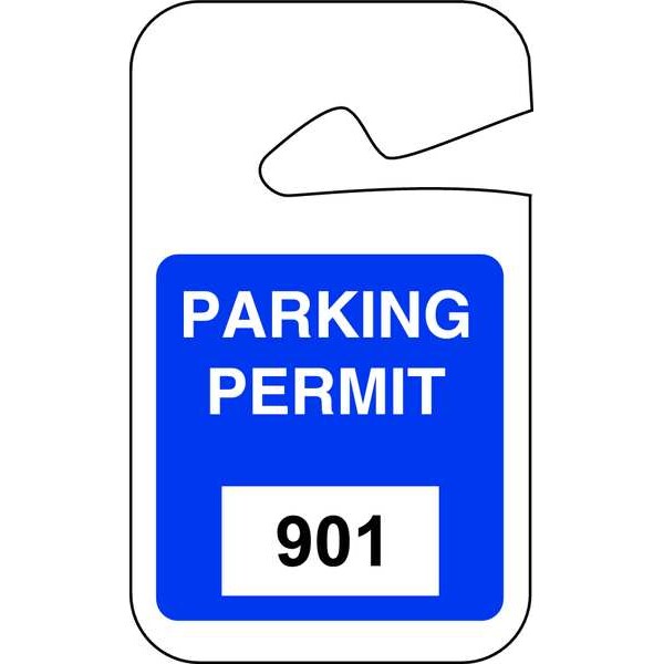 Parking Permits, Rearview, 901-1000, Wt/Blu