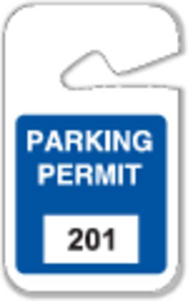 Parking Permits, Rearview, 201-300, Wht/Blu