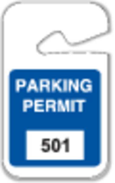 Parking Permits, Rearview, 501-600, Wht/Blu