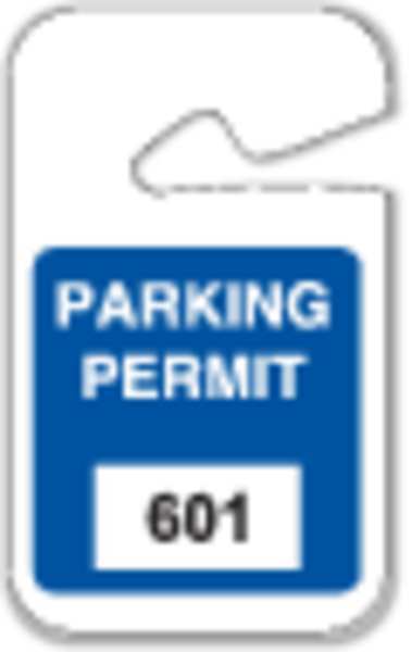 Parking Permits, Rearview, 601-700, Wht/Blu