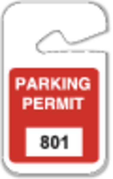 Parking Permits, Rearview, 801-900, Wht/Red