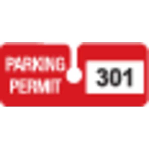 Parking Permits, Rearview, Wht/Red, PK100