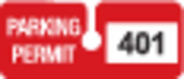 Parking Permits, Rearview, Wht/Red, PK100
