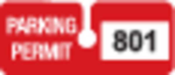 Parking Permits, Rearview, Wht/Red, PK100