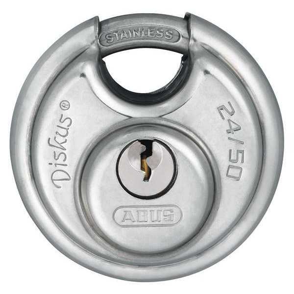 Padlock, Keyed Alike, Partially Hidden Shackle, Disc Stainless steel Body, Stainless Steel Shackle