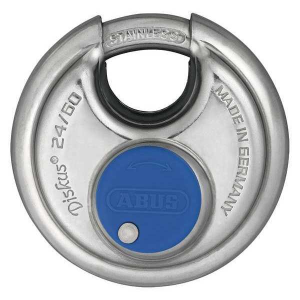 Padlock, Keyed Different, Partially Hidden Shackle, Disc Stainless steel Body, 11/16 in W