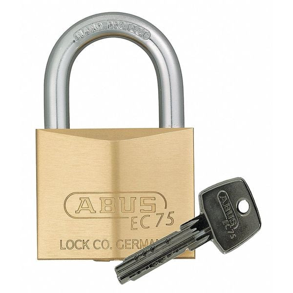 Padlock, Keyed Different, Standard Shackle, Square Brass Body, Steel Shackle, 5/8 in W
