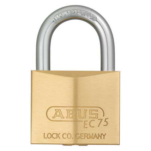 Padlock, Keyed Different, Standard Shackle, Square Brass Body, Steel Shackle, 27/32 in W