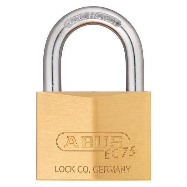 Padlock, Keyed Different, Standard Shackle, Square Brass Body, Steel Shackle, 15/16 in W