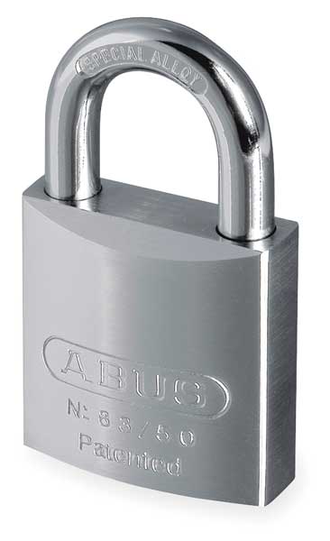 Padlock, Keyed Different, Standard Shackle, Square Brass Body, Steel Shackle, 7/8 in W
