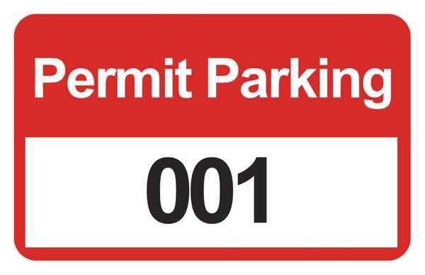 Parking Permits, Bumper, Wht/Red, PK100