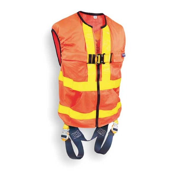 Full Body Harness, Vest Style, S, Polyester, Yellow