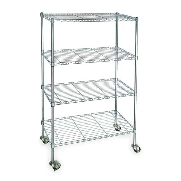 Wire Cart, 4 Shelf, Zinc, 60x18x67 In.