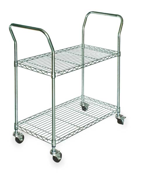 Wire Cart, 2 Shelf, 41x18x39 zinc, In.