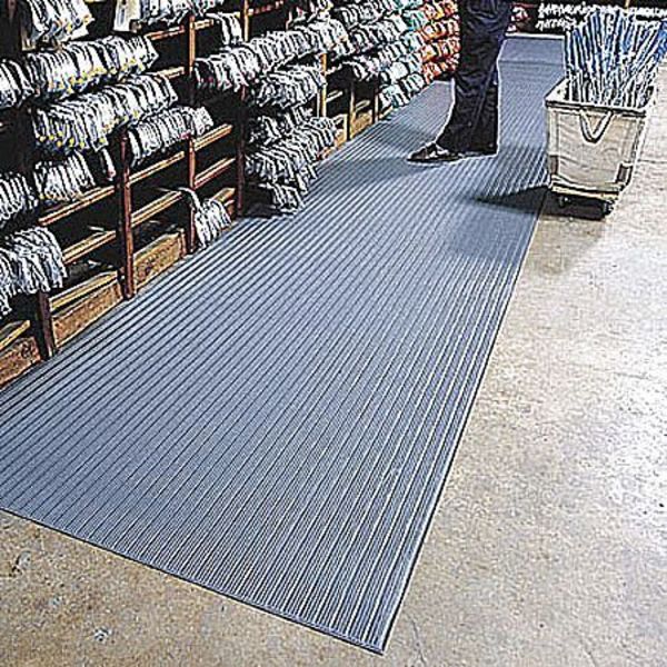 Antifatigue Mat, Black, 3 ft. L x 2 ft. W, PVC Closed Cell Foam, Corrugated Surface Pattern