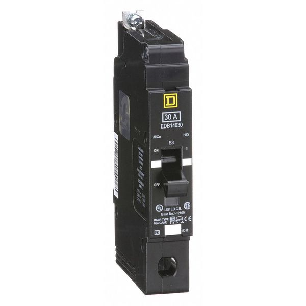 Miniature Circuit Breaker, 30 A, 277V AC, 1 Pole, Bolt On Mounting Style, EDB Series