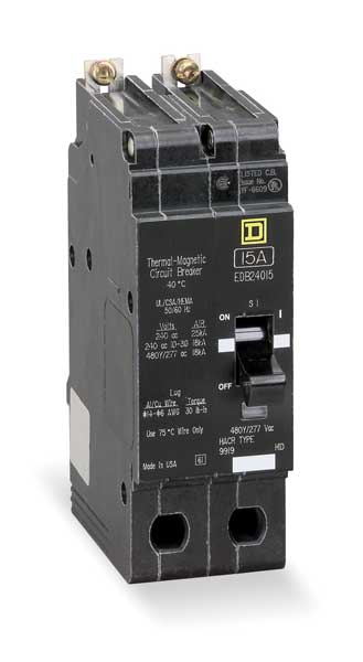 Miniature Circuit Breaker, 125 A, 277/480V AC, 2 Pole, Bolt On Mounting Style, EDB Series