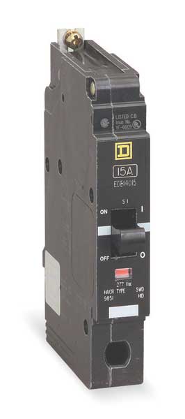 Miniature Circuit Breaker, 15 A, 277V AC, 1 Pole, Bolt On Mounting Style, EGB Series