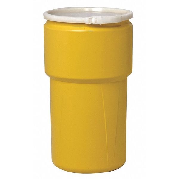 Open Head Overpack Drum, Polyethylene, 30 gal, Unlined, Yellow