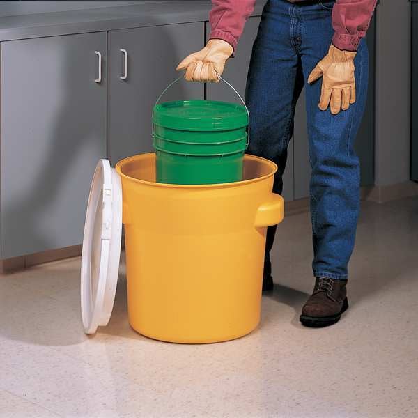 Open Head Overpack Drum, Polyethylene, 30 gal, Unlined, Yellow