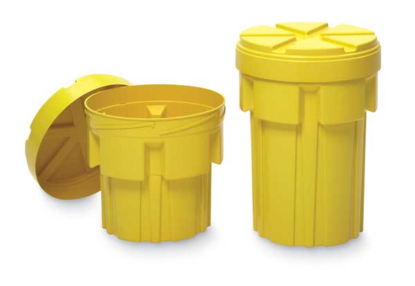 Open Head Salvage Drum, Polyethylene, 20 gal, Unlined, Yellow