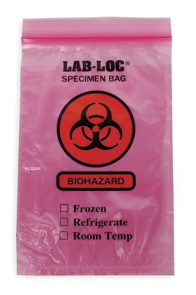 Specimen Transfer Bag, 9 In. L, PK1000, Color: Red