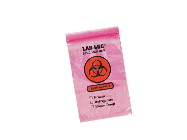 Specimen Transfer Bag, 9 In. L, PK1000, Color: Red