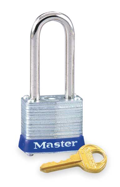 Padlock, Keyed Alike, Standard Shackle, Rectangular Steel Body, Steel Shackle, 1/2 in W