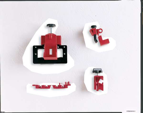 Clamp-On Breaker Lockout, Single Pole, Red, 120/277V AC, Pack 6