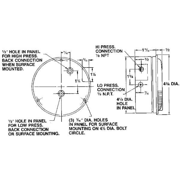 Dwyer Magnehelic Pressure Gauge, 0 to 0.5 In H2O