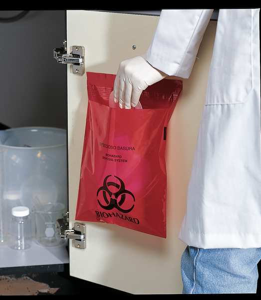 Biohazard Bags, 1 gal., Red, PK100
