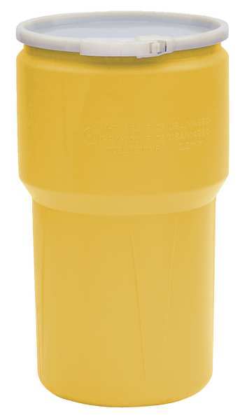 Open Head Transport Drum, Polyethylene, 14 gal, Unlined, Yellow