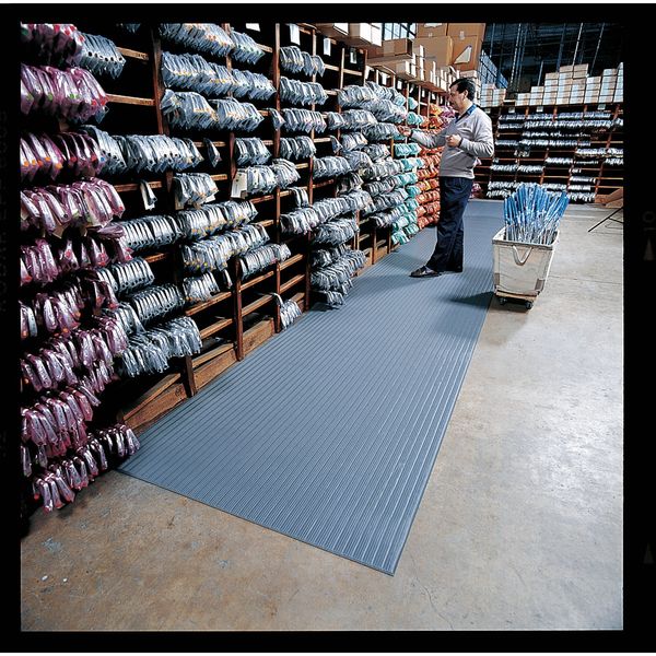Antifatigue Mat, Black, 3 ft. L x 2 ft. W, PVC Closed Cell Foam, Corrugated Surface Pattern