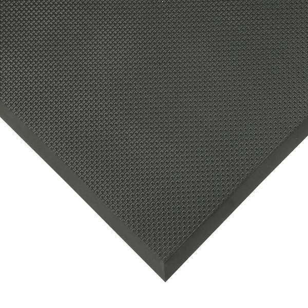 Antifatigue Mat, Black, 5 ft. L x 3 ft. W, Vinyl, Square Grid Surface Pattern, 5/8