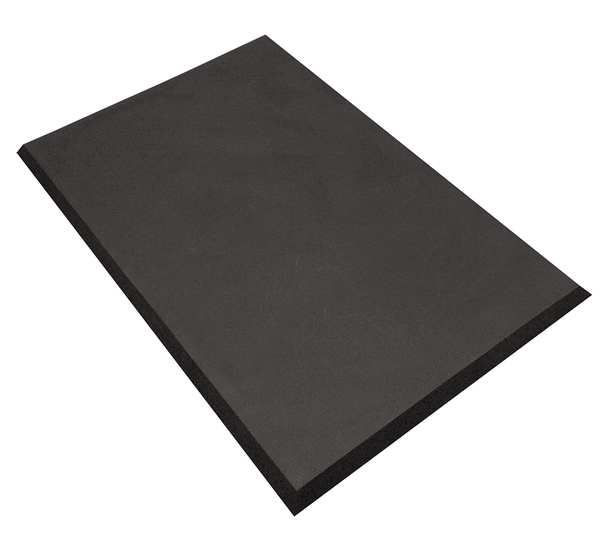 Antifatigue Mat, Black, 3 ft. L x 2 ft. W, Vinyl, Square Grid Surface Pattern, 5/8
