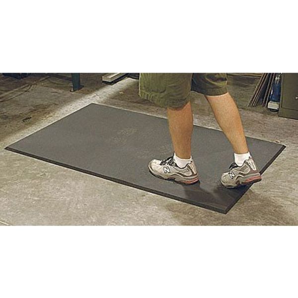Antifatigue Runner, Black, 75 ft. L x 4 ft. W, Vinyl, Square Grid Surface Pattern, 5/8